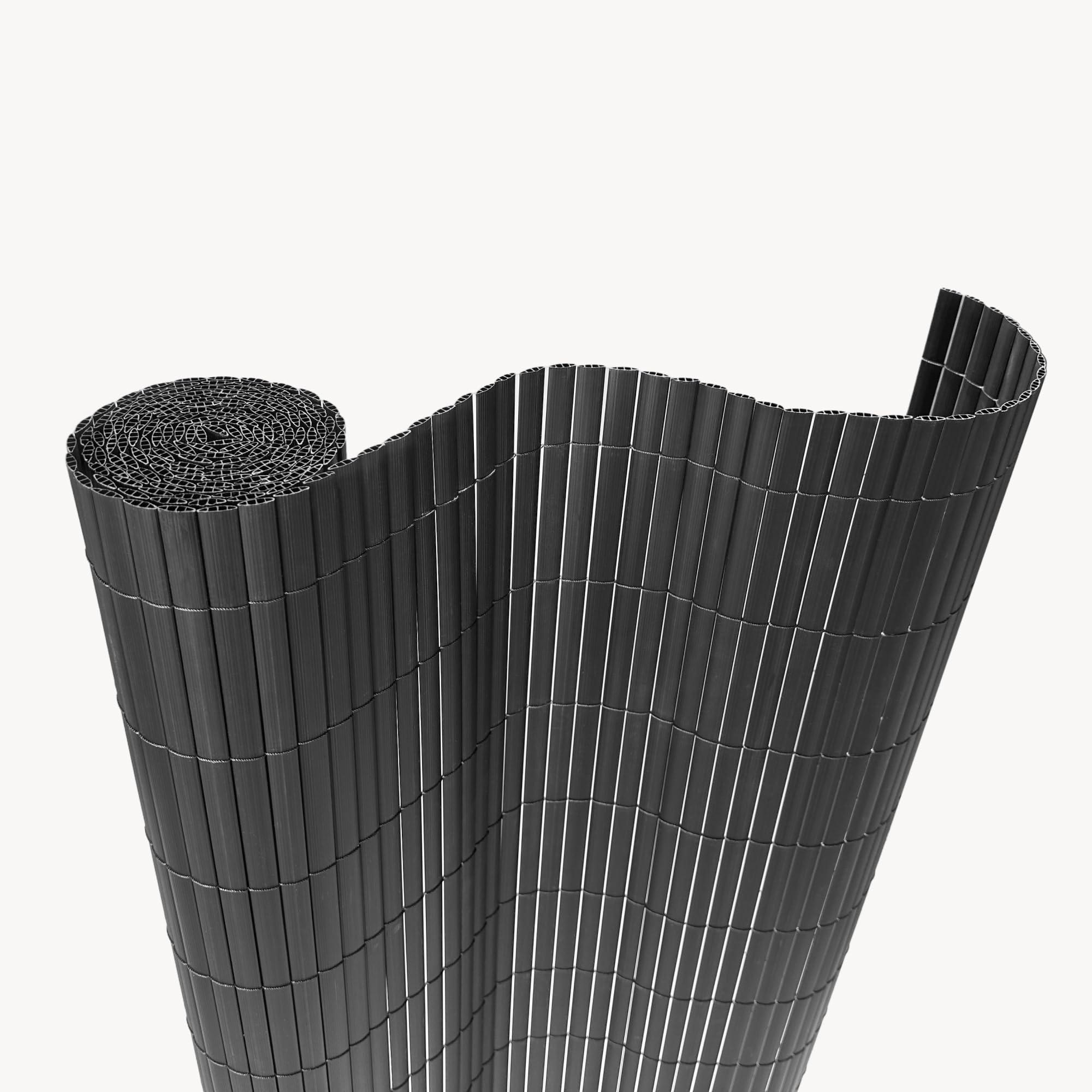 casa.pro Valla Jardin Exterior Cefalu 150 x 400 cm Cañizo PVC Malla Ocultacion Cañizo Jardin Ocultación Contra el Viento Pantalla de Privacidad Balcón Terraza Resistente 16 mm - Antracita