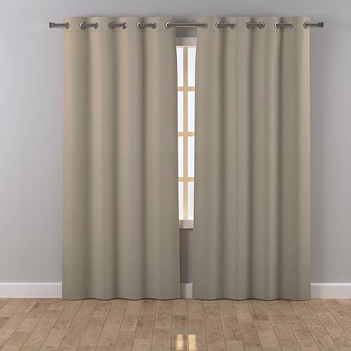Cortinas de algodón largas y duraderas con ojales con 2 paneles de 84 pulgadas de largo x 52 pulgadas de ancho, color gris topo, cortina de ventana