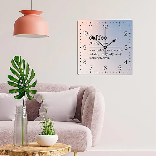 Miniatura 126 de Reloj de pared cuadrado de PVC con definición de contador, refranes motivacionales, reloj de pared grande, descripción de la palabra, 12 pulgadas