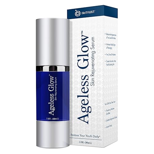 BioTrust Ageless Glow - Crema hidratante antienvejecimiento, suero iluminador de la piel con vitamina C y ácido hialurónico, suero facial derivado
