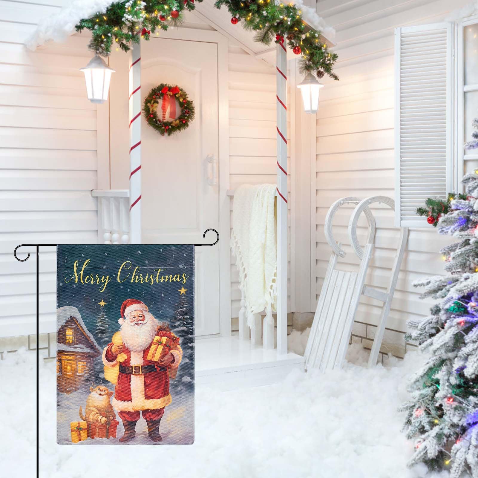 Drapeau De Jardin De Noël, 30 X 45Cm Drapeau De Jardin D