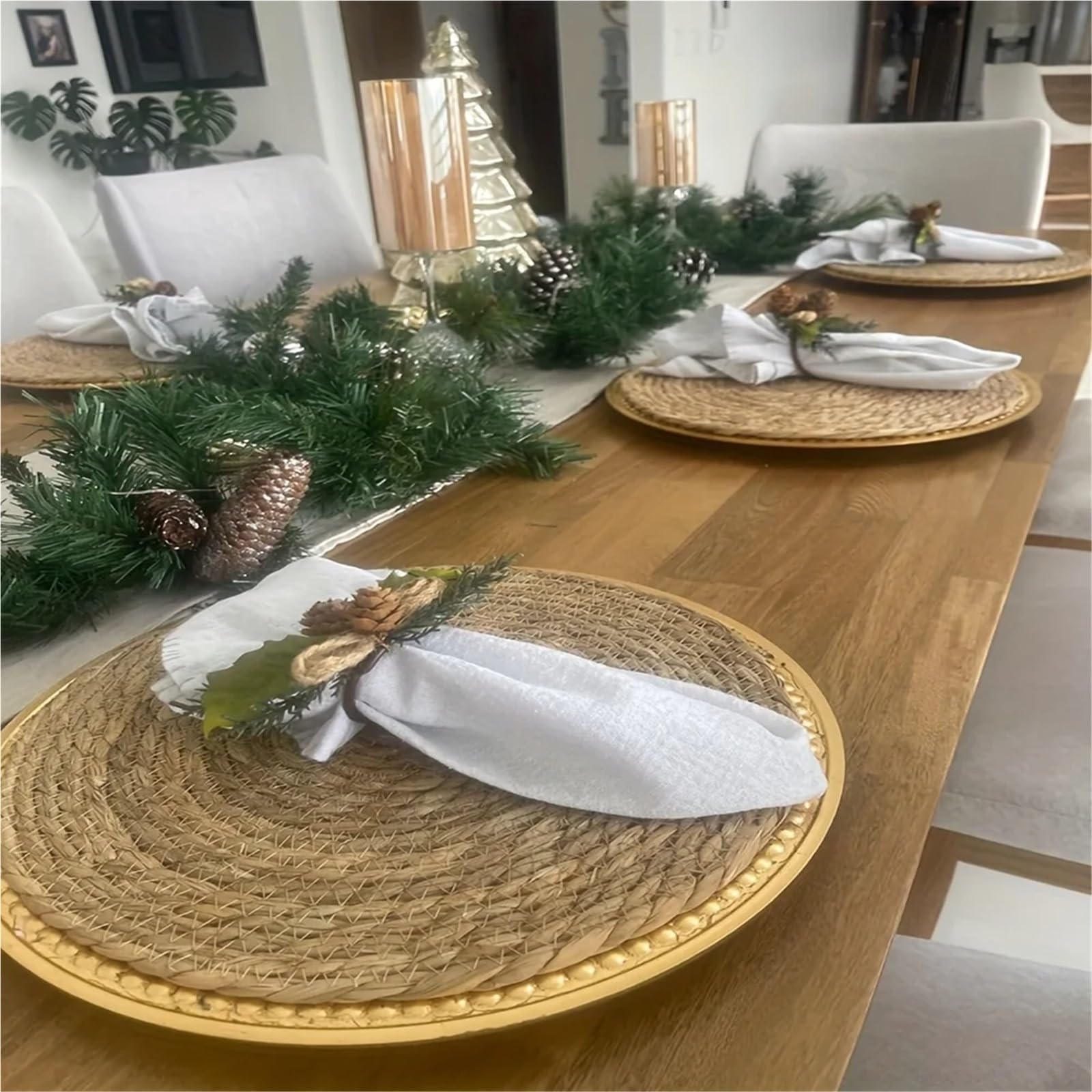 Tovagliette in vimini 4/6/8/10 pezzi tovagliette intrecciate a mano tappetino isolante for la cerimonia del tè, rotonde in rattan cucina di casa decorazioni for matrimoni(6Pcs)
