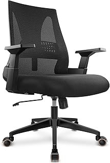 Big and Tall Office Chair 400lbs - Ergonomic Office Chair Computer Desk Chair Breathable Mesh for Big People - Mid Back Comfortable Swivel Office Chair with Adjustable Lumbar Support