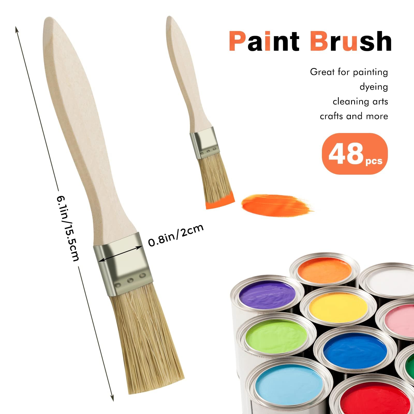 Paint Brushes - 48 Pack 1 Inch Chip Brushes -2