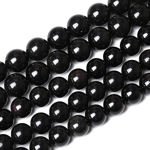 Miniatura 1 de 45 cuentas de piedra de obsidiana negra natural AAA de 031 pulgadas 0315in cuentas redondas sueltas para hacer joyas pulseras collares 15 pulgadas