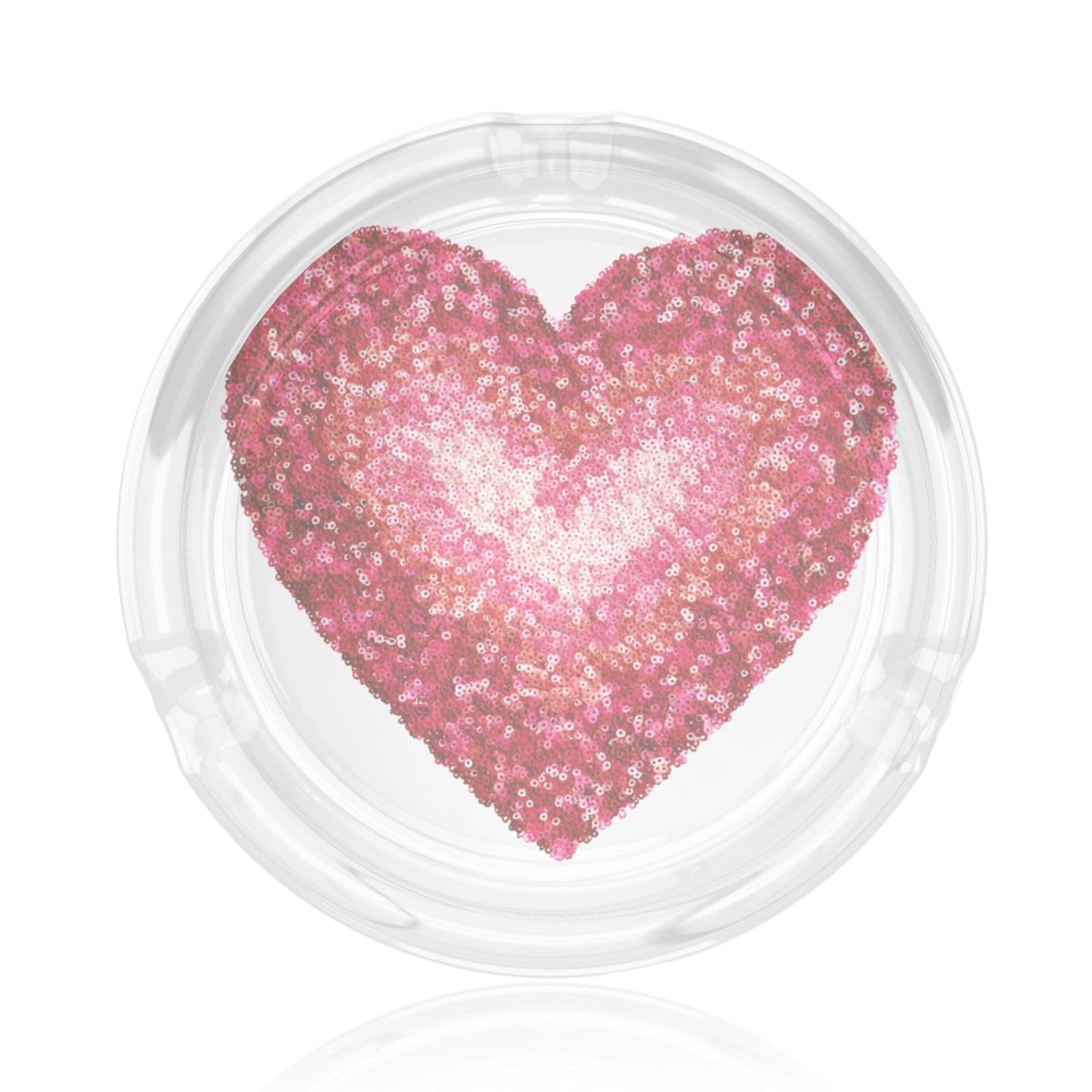Valentine'S Day Red Pink Coquette Sequins Heart Glass Ashtray For Cigarettes Ash Trays Case For Home Office Decor