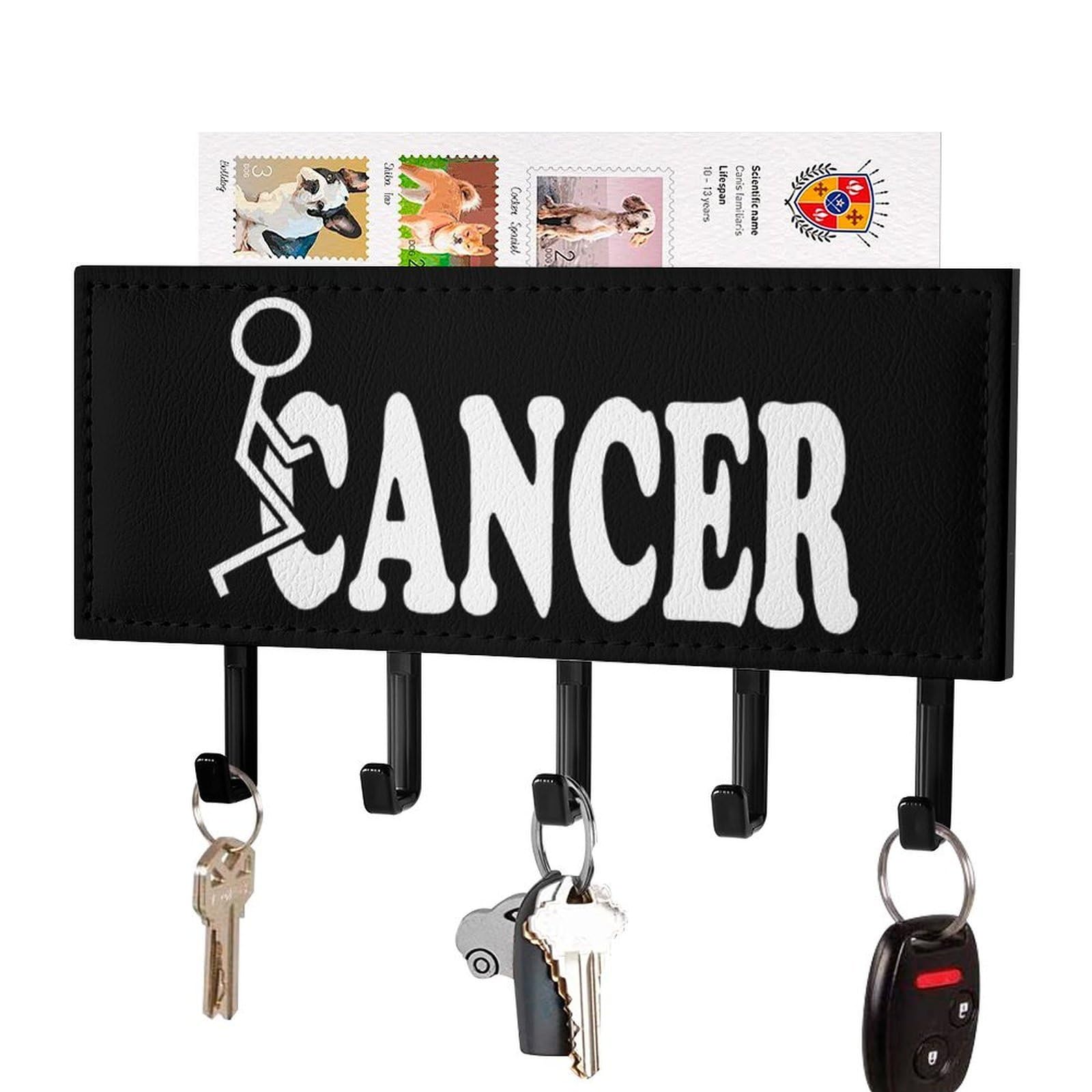 NCLQVJXZKHW Fuck Cancer Key Holder with 5 Hooks Key Hooks Wall Mounted Key Racks Key Hanger Organiser Shelf