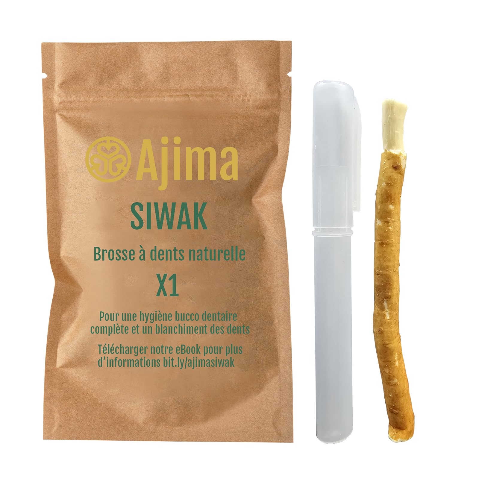 Siwak Naturel + Étui OFFERT* Miswak Brosse à Dents Naturelle en bois d'Araq Blanchiment Dentaire et Fraîcheur Nettoyante et Désinfectante - Zéro déchet Biodégradable