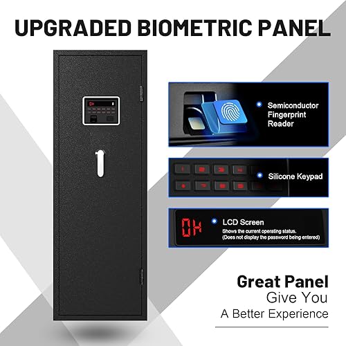 Miniatura 2 de 7-8 Biometric Gun Safe Rifle, Large Gun Safes for Home Rifle and Pistols with Upgraded Control Panel and LED Light, Quick Access Fingerprint Gun