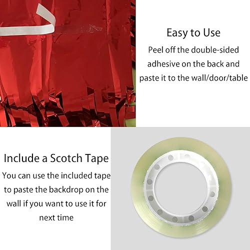 Miniatura 6 de 2 telón de fondo de decoración de fiesta de 3.28 x 6.56 pies, cortina de flecos de papel de aluminio con flecos, fondos de fotos, decoraciones