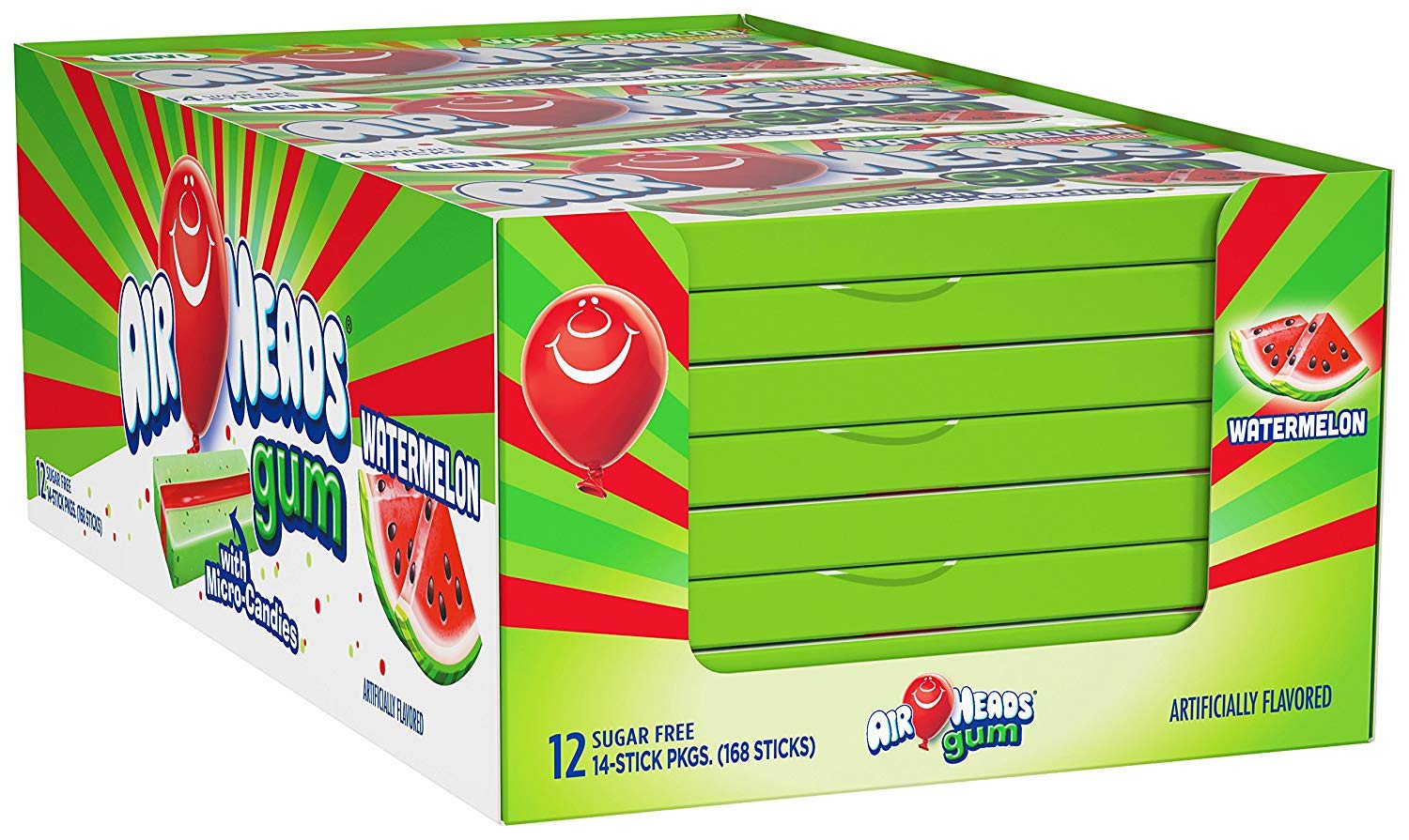 Amazon.com : Air Heads Gum With Micro-Candies Watermelon 12 Count Sugar Free  : Grocery & Gourmet Food