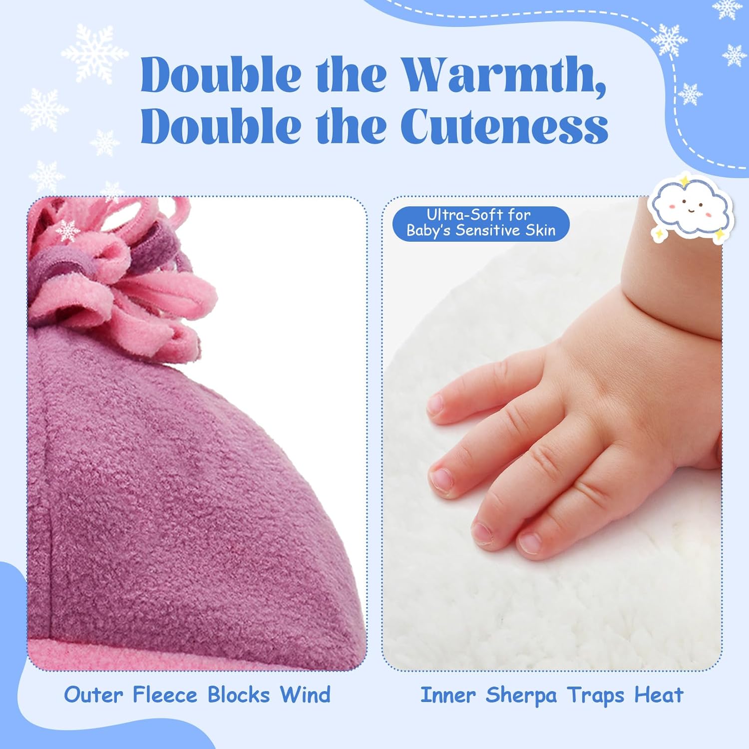 Century Star Baby Fleece Hat Warm Earflap Kids Caps Toddler Boys Winter Hat and Mitten Set - Image 2