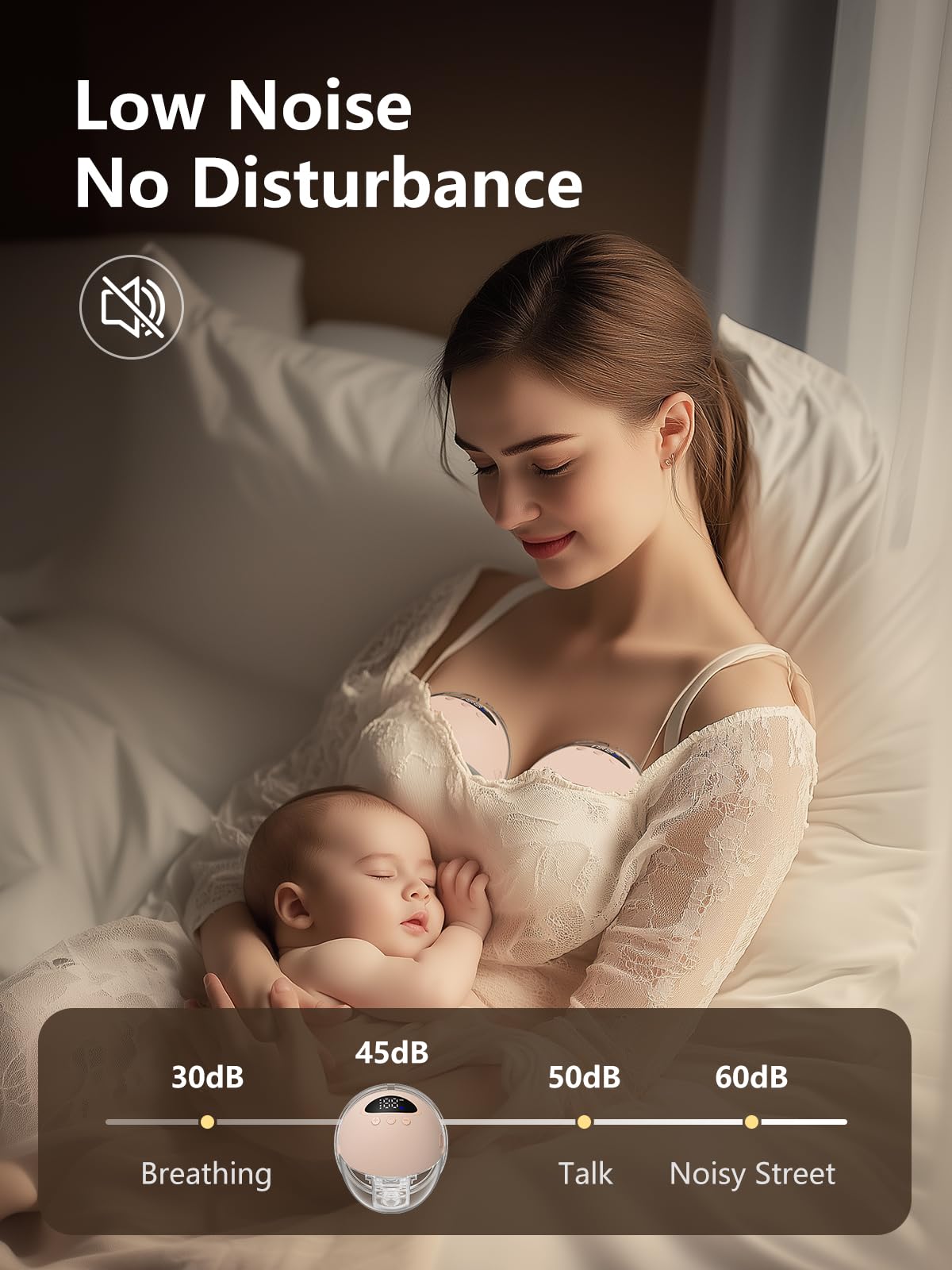 Hands Free Breast Pump, Wearable Breastfeeding Pump, Lightweight Portable Electric Pump 4 Modes & 12 Suction Levels, Comfortable & Low Noise, 24mm Flange, 2 Pack Pink