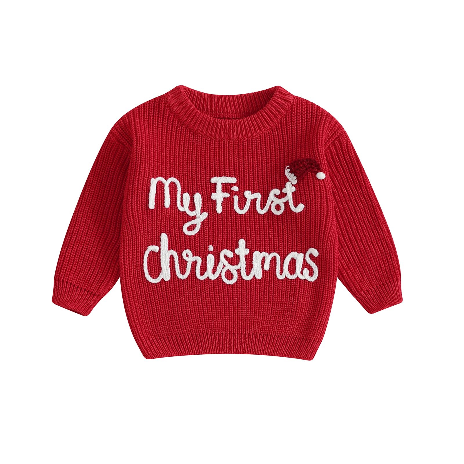 Suéter de Navidad para bebé, niño y niña, con letras bordadas, ropa de punto, ropa de otoño e invierno
