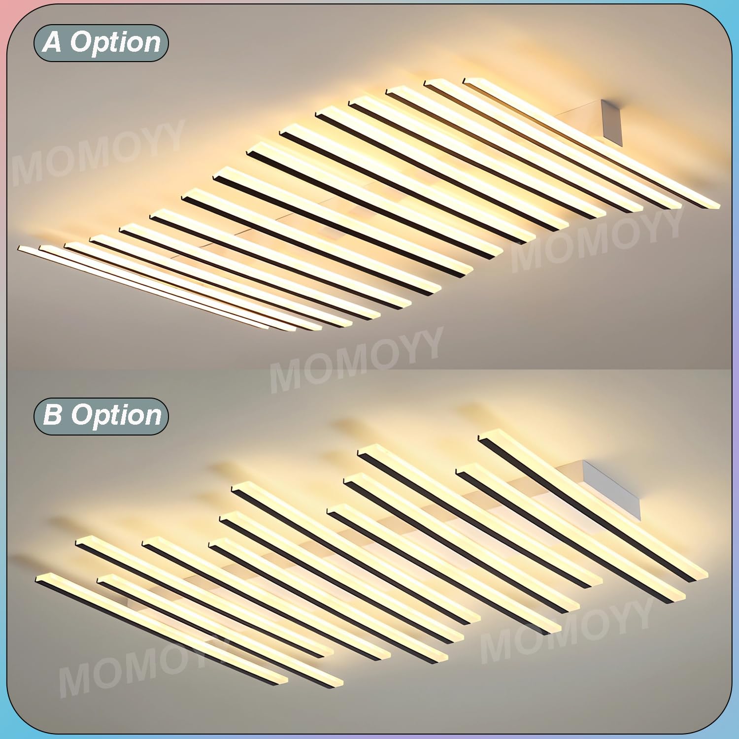 Lampa wisząca LED,nowoczesna lampa sufitowa w kształcie fali,lampa sufitowa z wieloma głowicami i funkcją ściemniania,wpuszczane czarne oświetlenie sufitowe,odpowiednie salonów i sypialni (50A)