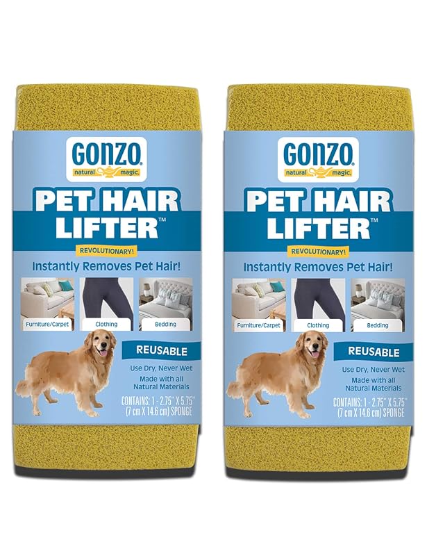 Removedor de Pelos de Animais para Móveis, Carpetes, Roupas e Estofados Gonzo Natural Magic – Pacote com 2