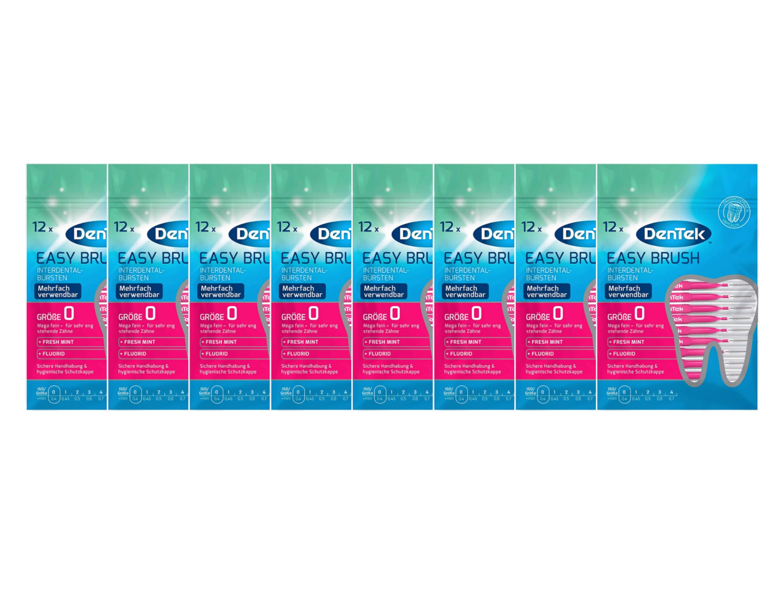 8 cepillos Dentek Easy Brush Iso: 0 varillas interdentales