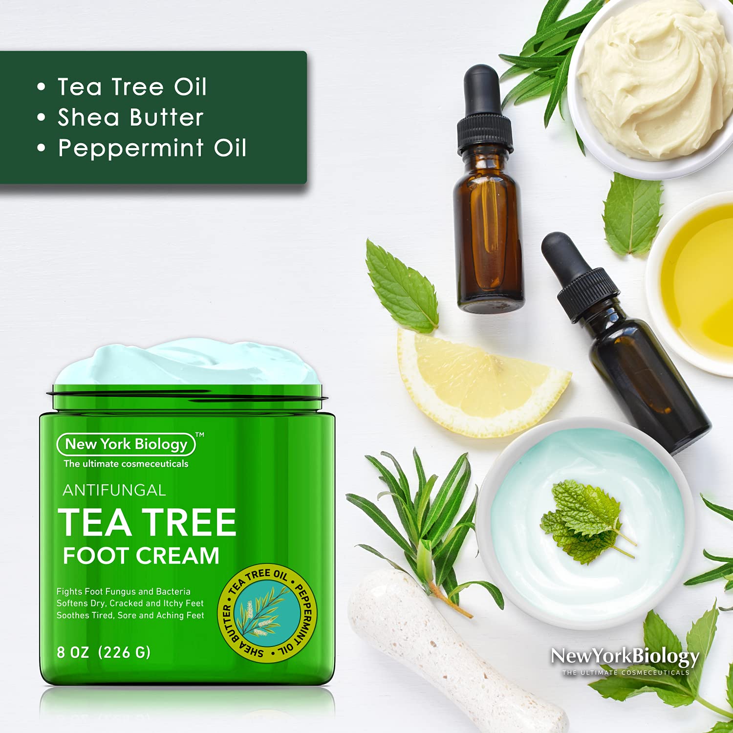 Tea Tree Oil Foot Cream for Dry Cracked Feet – Tea Tree Cream for Athletes Foot Fungus, Dry Cracked Skin, Nail Fungus, Ringworm, Jock Itch and Itchy Skin – Moisturizing Body Cream - 8 oz : Beauty & Personal Care