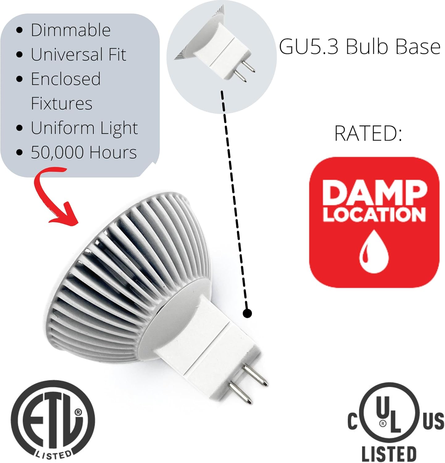 MR-16 Low Voltage 12V LED, 3 Watt, 60 Degree Beam Spread, 3000K, Dimmable Landscape Lighting Lamp Bulb, 20 Watt Halogen Replacement - Professional Series (1 Pack)