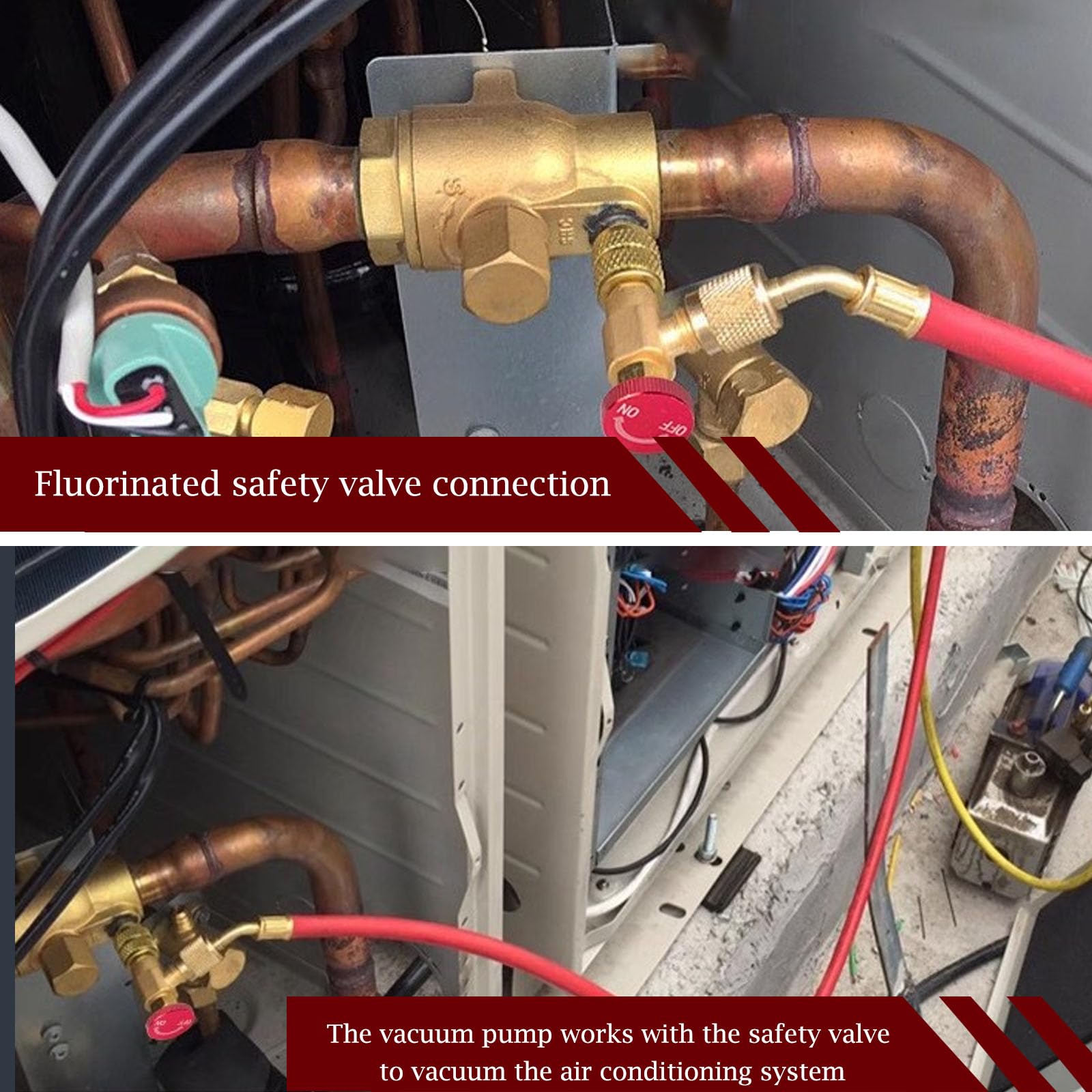 2 Pezzi Adattatori di Riempimento Refrigerante R410A e R22 con Valvola di Sicurezza e Attacco Rapido, Valvola di Sicurezza Condizionatore, Accessori per Aria Condizionata Facili da Usare e Affidabili