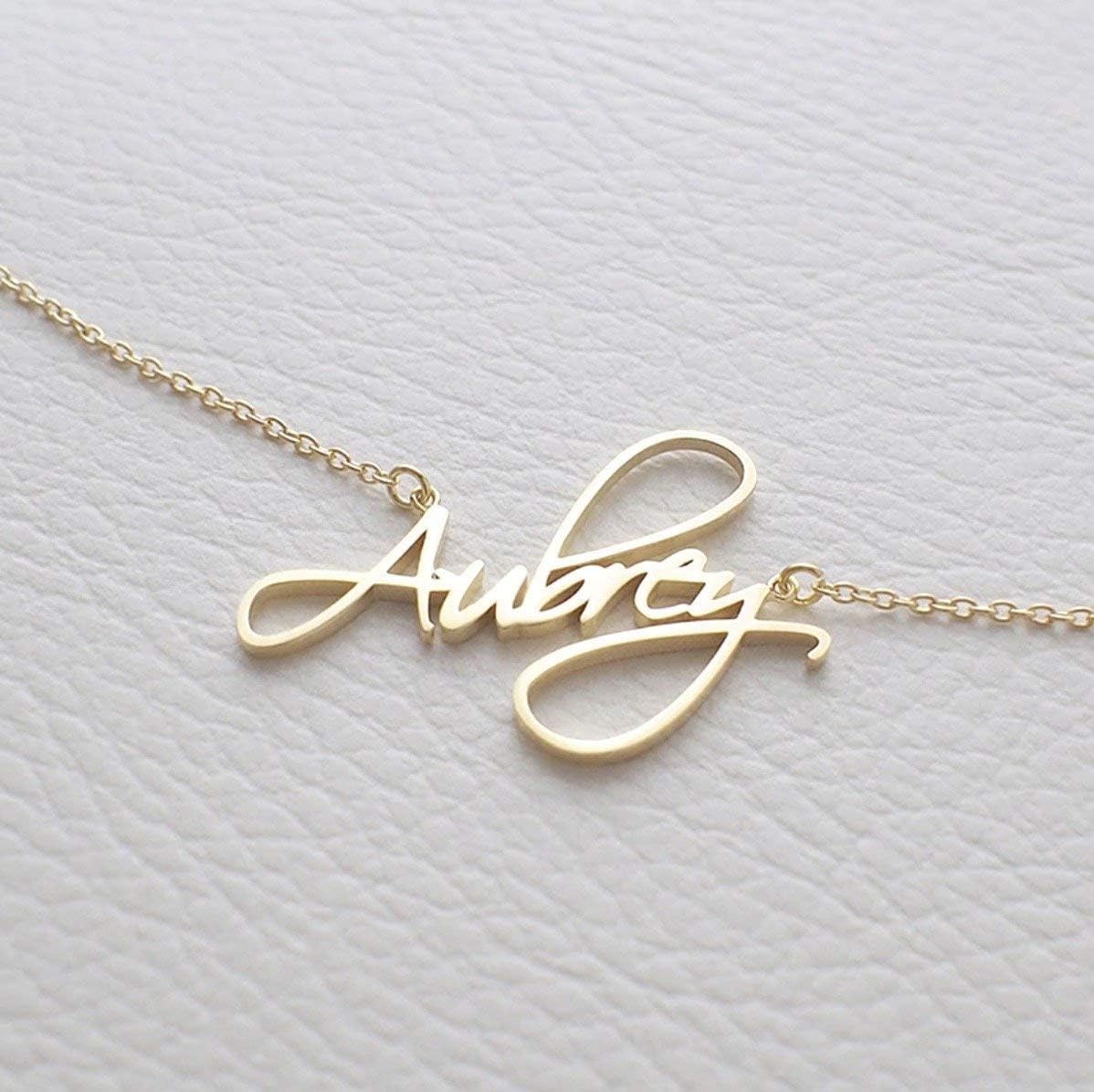 Personalised Name Necklace • Custom Name Necklace 18K Gold • Personalized Jewelry Gift • Script Name Necklace • Nameplate Necklace Silver