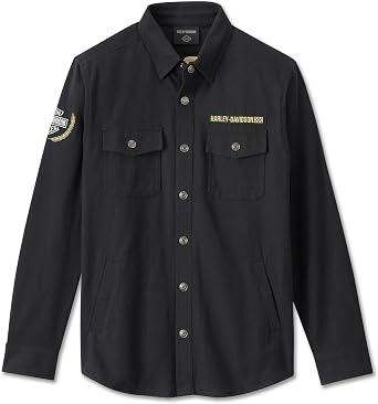 Harley-Davidson Men's Long Sleeve Button Shirt, Fairing, Black - 96461-24VM