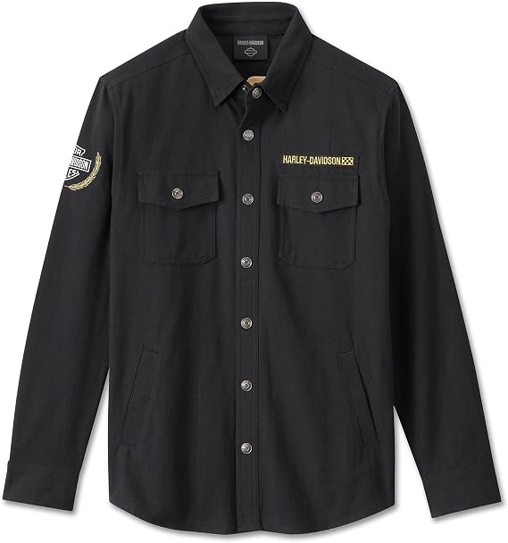Harley-Davidson Men's Long Sleeve Button Shirt, Fairing, Black - 96461-24VM