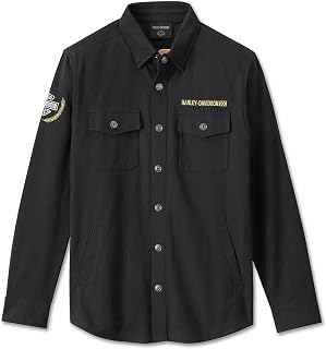 Men's Long Sleeve Button Shirt, Fairing, Black - 96461-24VM