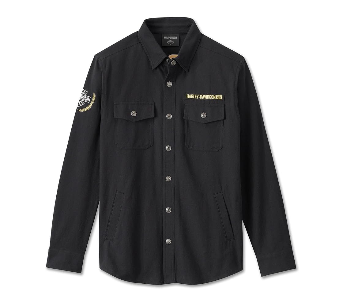 Harley Davidson ブラック長袖チェックボタンダウンシャツ　L Men's H-D® TECH Vented Shirt | Harley-Davidson USA