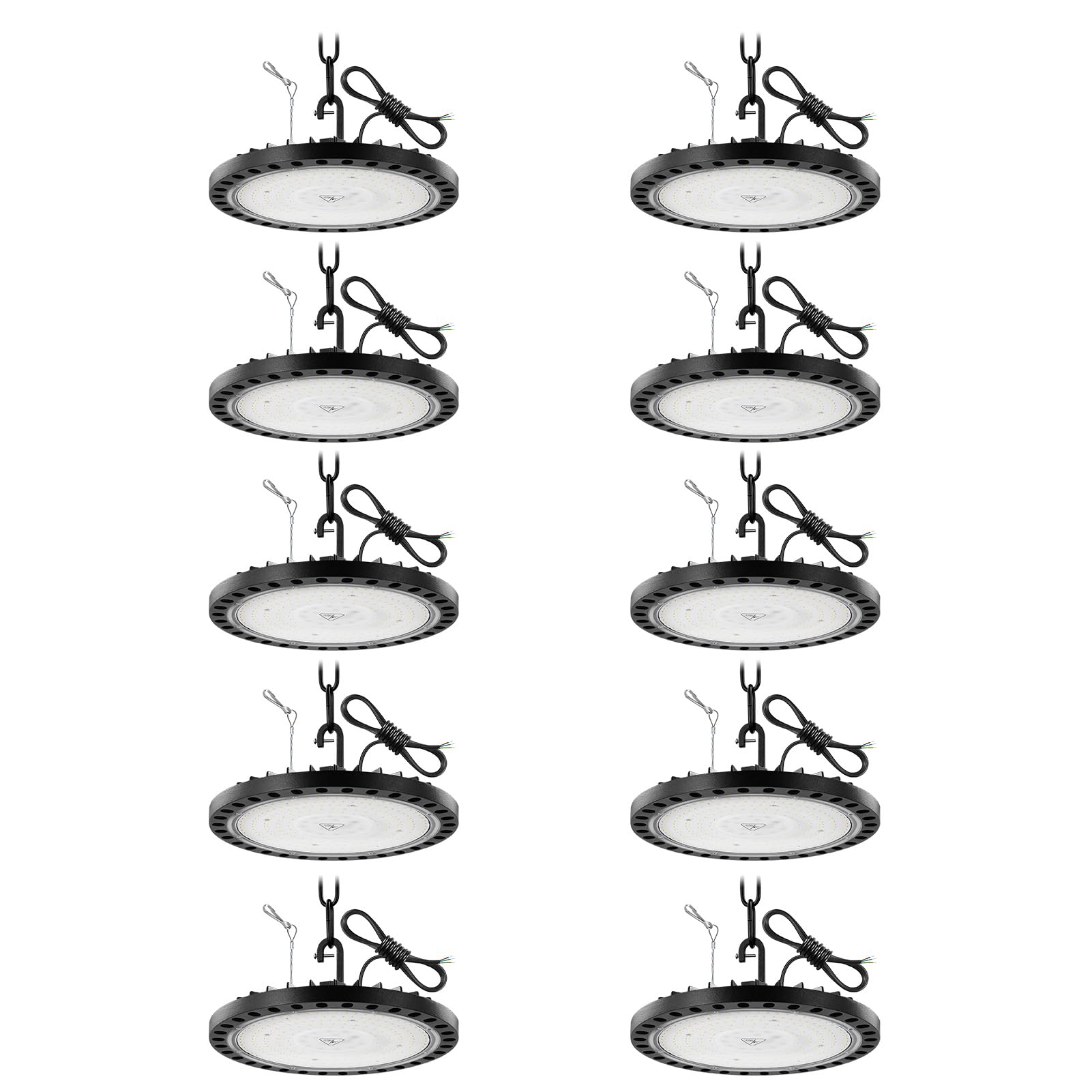 Viugreum 10 Pack 200W LED UFO High Bay Light, 6500K Daylight White 20000LM Workshop Lighting, IP65 Waterproof Commercial Shop Industrial Lamp Area Lights Fixtures with 50cm Chain for Workshop Factory
