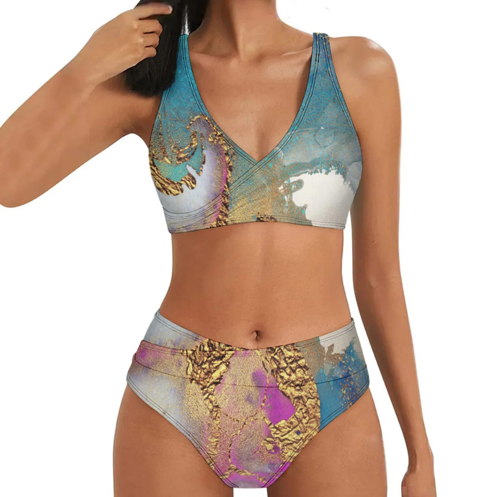 Genérico Traje de Baño Mujer de Una Pieza Volante Cuello en V Ropa de Baño Playa Control del Vientre Monokini Bikini Sexy Bragas Bikini Menstruales Mujer
