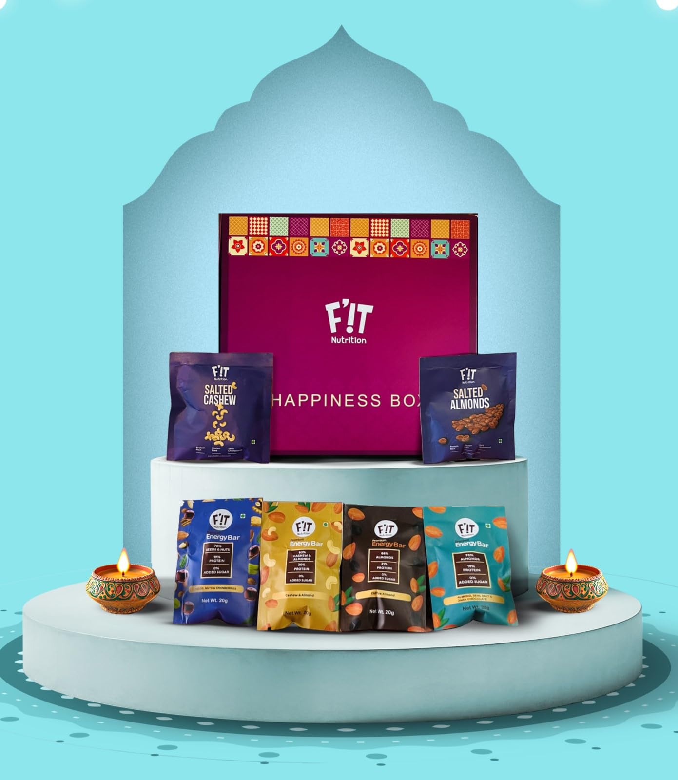 FiT Nutrition Diwali Gift Hamper | Premium 6-Item Combo – 4 Flavors of Dry Fruit Energy Bars & 2 Assorted Dry Fruit Packs | Healthy, Premium Gift for Friends, Family, Employees, Clients & Corporate Gifting