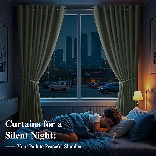 Miniatura 8 de Pony Dance Cortinas 100% opacas, cortinas gruesas de doble capa de bloqueo de luz, cortinas opacas con aislamiento térmico y reducción de ruido para