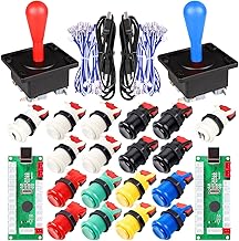 2 Player Arcade Game DIY Kits Ellipse Oval Happ Type Joystick Hanlde + 18x American Style Arcade Buttons 1 / 2 Player Start Push Button (Mix Colors)