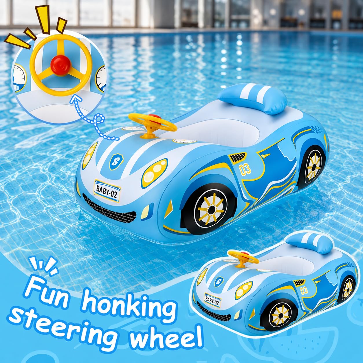 XIMEI Flotador Bebé con Parasol, Baby Float Hinchable para Bebés, Anillo de Natación para Bebé, Flotador Piscina Protección UV, Juguetes Bebe de Piscina 1 a 5 Años