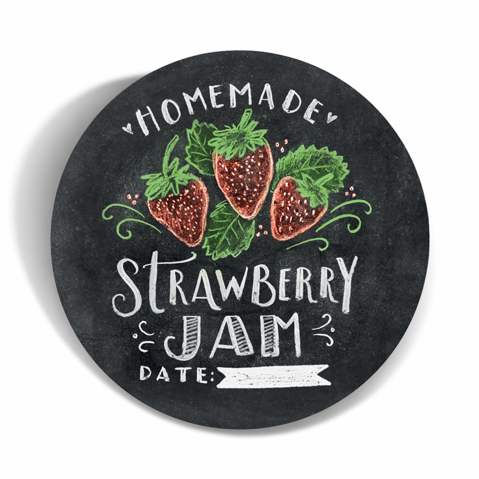 Set of 24 Strawberry Homemade Chalk Art Jam Stickers, Strawberry, Raspberry, Peach, Marmalade Labels, 56mm Waterproof Stickers โ image 1