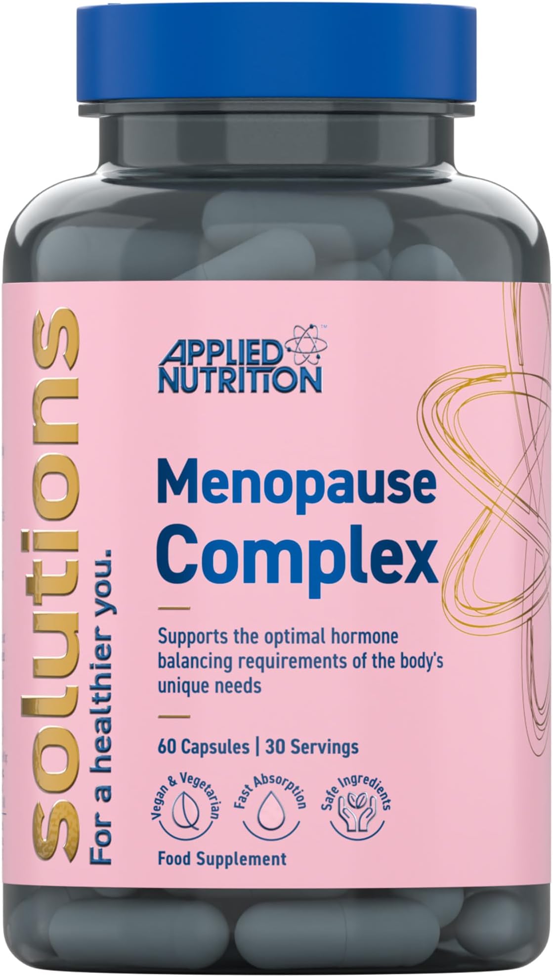 Applied Nutrition - Solutions - Menopause Complex - Vegan Capsules with Natural Hormonal Support - Best Fatigue Relief - Best Immune Support - Enhances Hormonal Balance - (60 Capsules – 30 Servings)