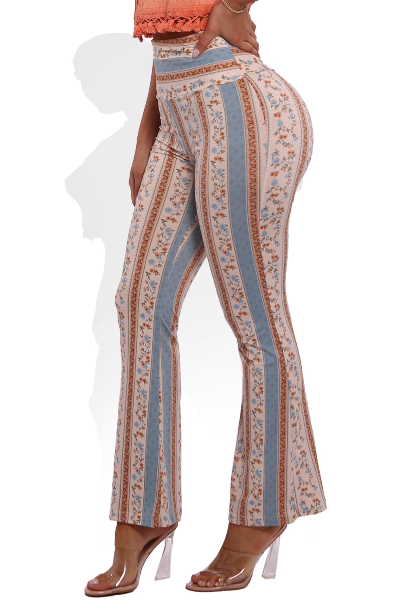 ShoSho Womens Flare Palazzo Pants Casual Boho Bell Bottoms Wide Leg Buttery Soft Bottoms