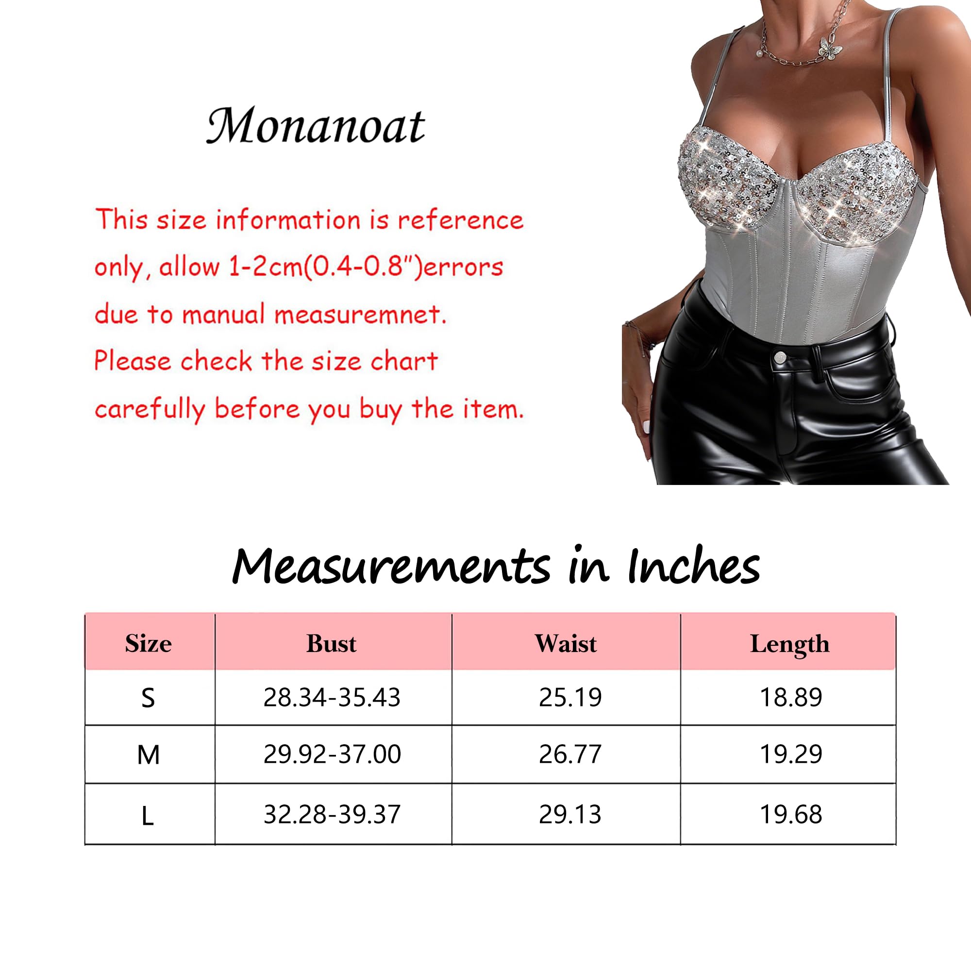Corsetto sexy da donna con paillettes, top con spalline sottili, corsetto scintillante