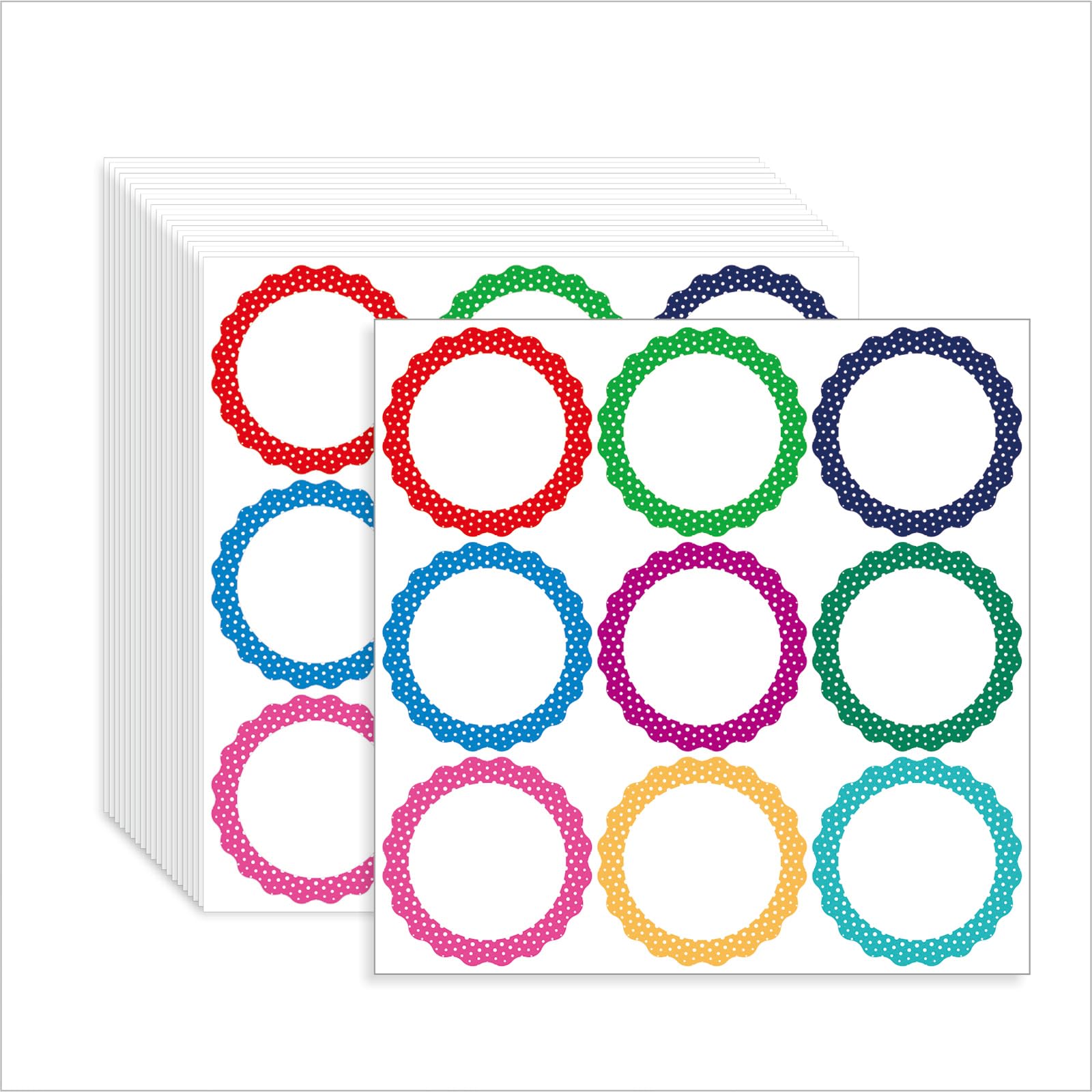 180 Pcs Polka Dot Colorful Name Tags Labels Stickers, 9 Designs Round Blank Large Nametags Badge Labels Stickers for Themed Home School Party Family
