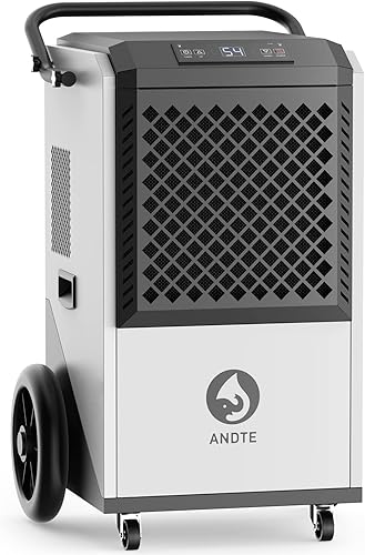 ANDTE Deshumidificador comercial de 250 pintas, deshumidificador para sótanos y habitaciones grandes, temporizador de 24 horas, ideal para sótanos