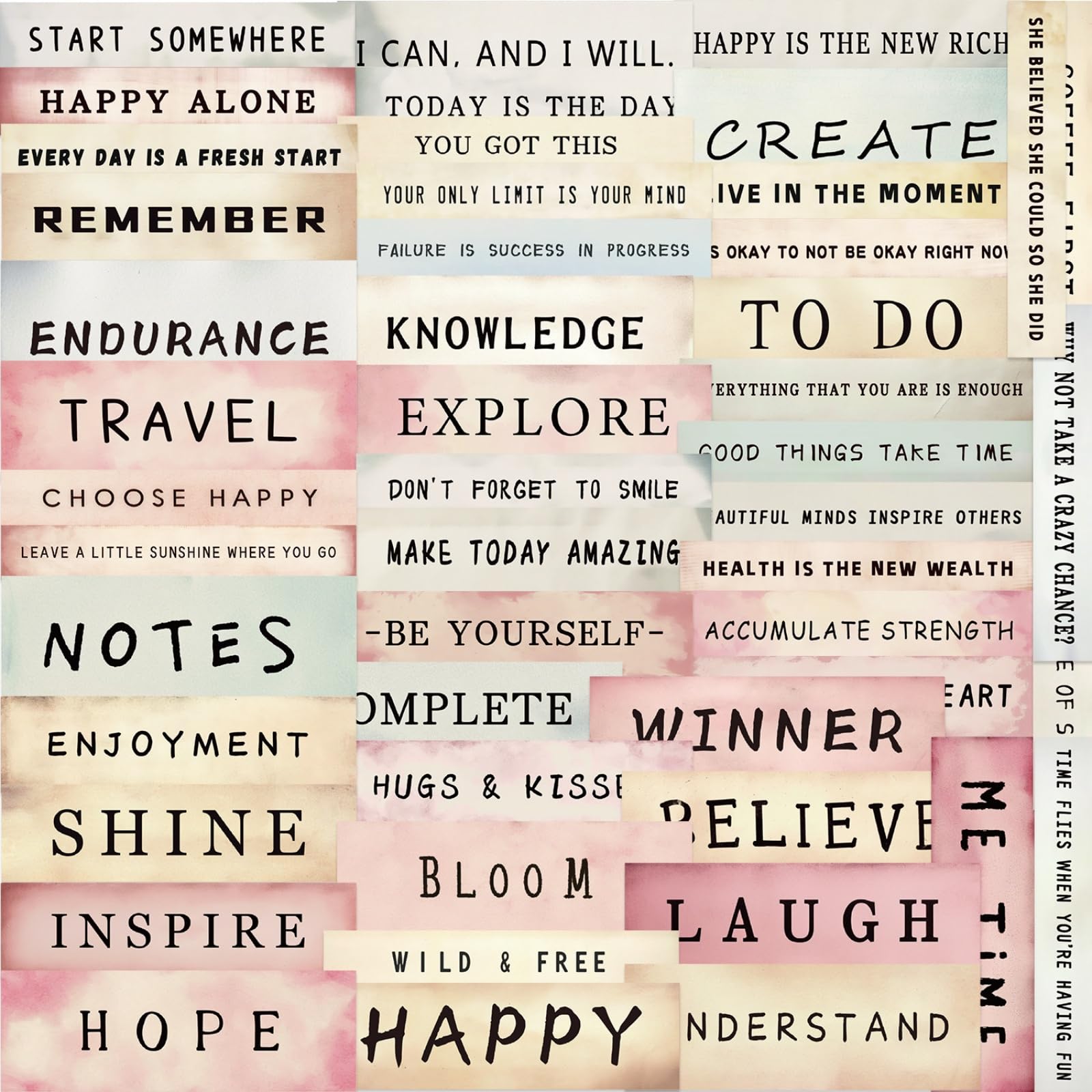 50 adesivi motivazionali con parole in stile boho, forniture per diario spazzatura motivazionale | Adesivi impermeabili per scrapbooking, progetti fai da te e biglietti