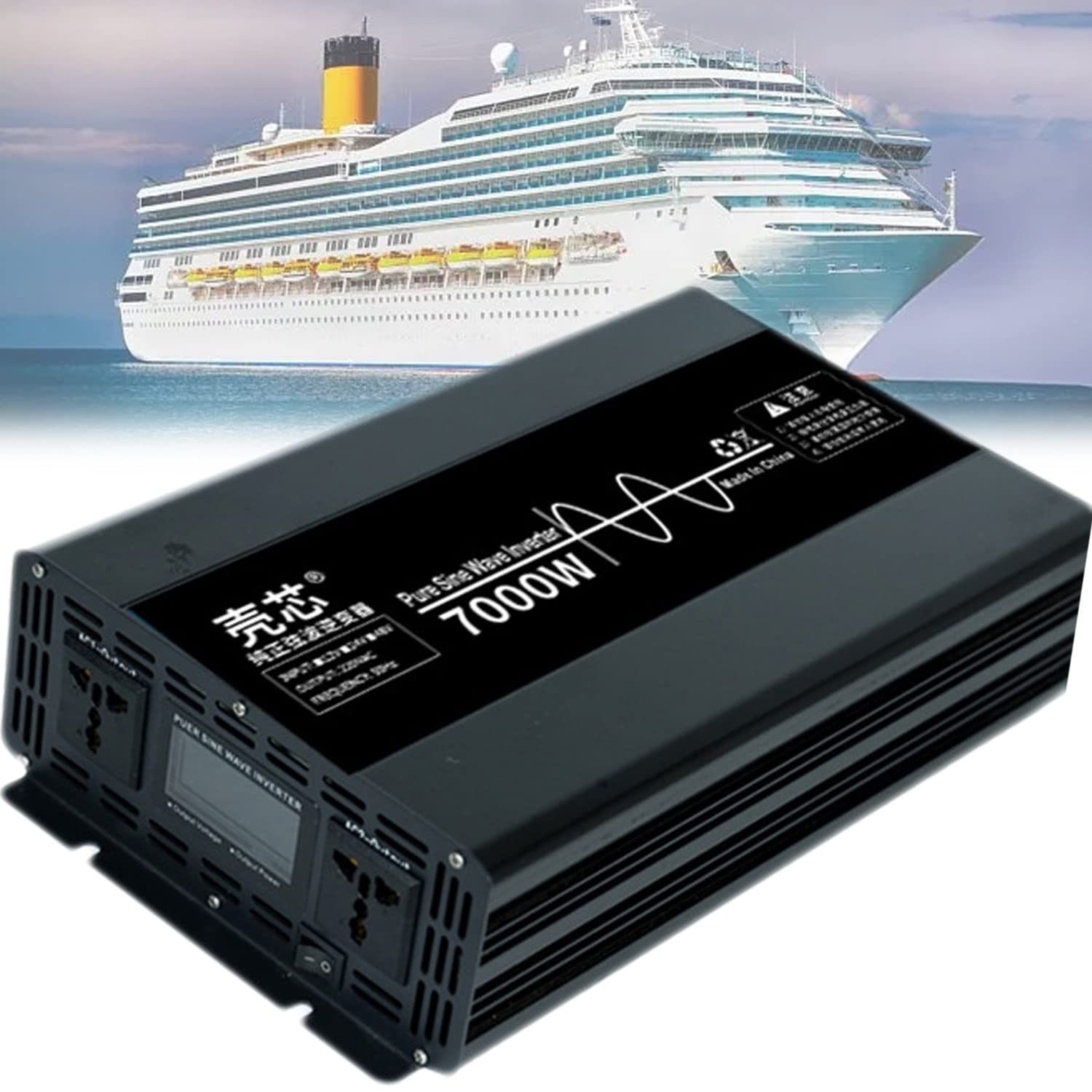 1600W/3000W/3500W/4500W/7000W/10000W samochodowa przetwornica napięcia czysta sinusoida - przetwornica samochodowa 12V/24V/48V/60V przetwornica 220V/230V - przetwornica z 2 gniazdami EU,7000W-24V