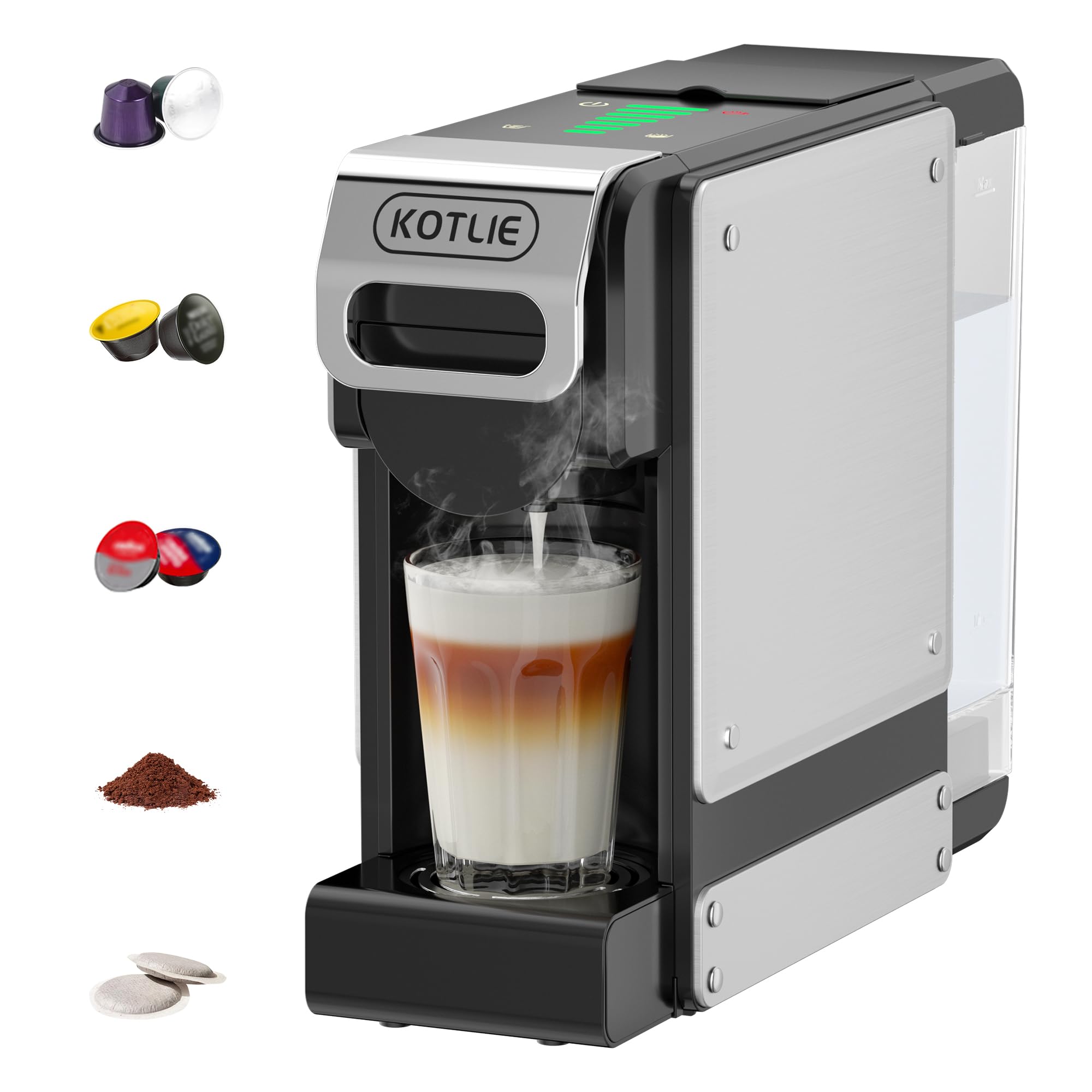 5 in 1 Espresso Single Serve Coffee Machine for Nespresso Original/Dolce Gusto/L