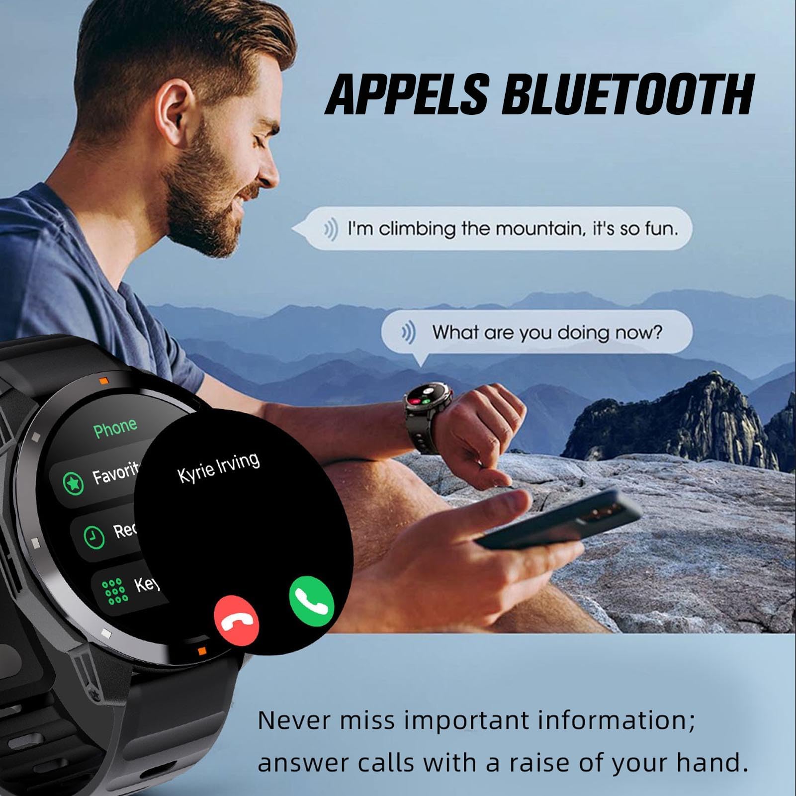 Orologio GPS impermeabile Orologio da uomo donna sportivo multi attività pedometro chiamate Bluetooth lunga durata monitoraggio frequenza bussola monitoraggio pressione atmosferica, Altimetro 1ATM