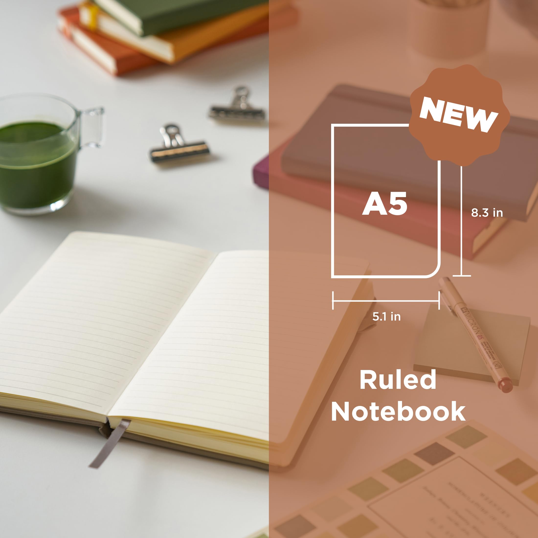 Sakura A5 Notizbuch & Pigma Micron Bundle - Kreativset für Journaling, Skizzieren & Schreiben - A5 Notizbuch mit 140 GSM Papier - Archivtinte Stifte - Schreibwaren Bundle - 13 x 21,1 cm