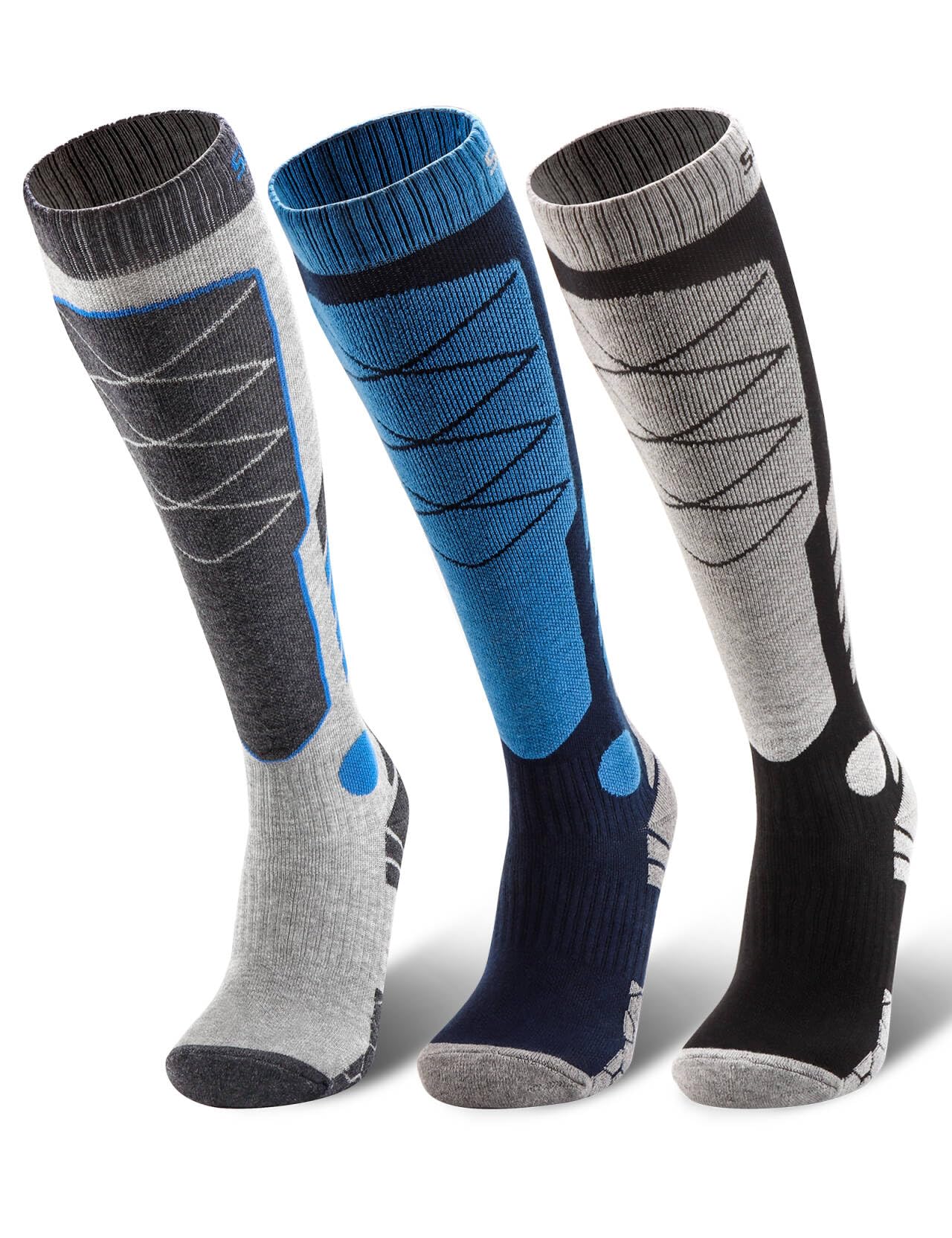 Supertrip 3 pares de calcetines de esquí de lana Merino para mujeres,hombres