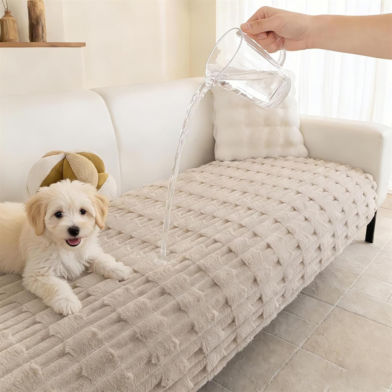 LINGKY Thick Sofa Covers Washable, Khaki, 70x150cm