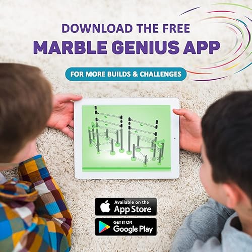 Miniatura 4 de Marble Genius Juego de física de rieles de mármol 5 piezas Marble Run (incluye 3 divisores en Y y 2 bucles), complemento para juegos de construcción