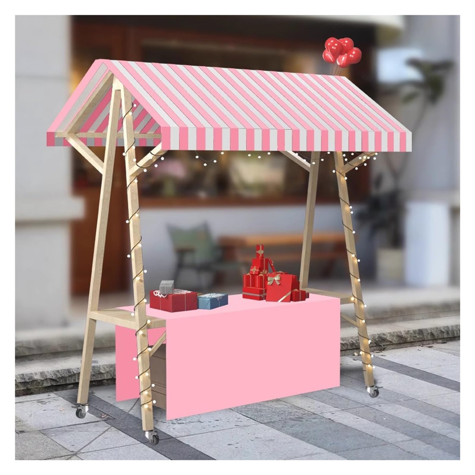 Carrito móvil con toldo para alimentos ambulantes y helados